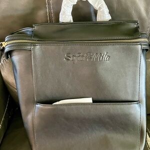 Black Textured Backpack with Structured Design